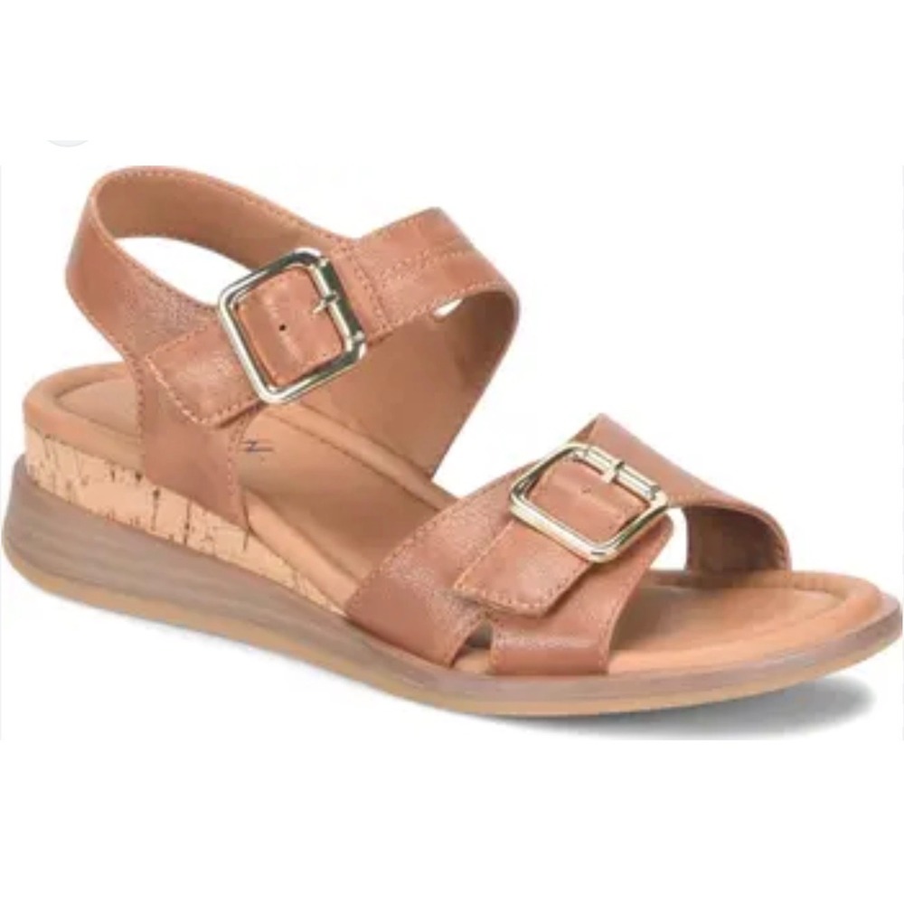 EuroSoft Magnolia Tan Brown Cork Wedge Sandals Womens‎ 7M ES0063406 Buckle Strap